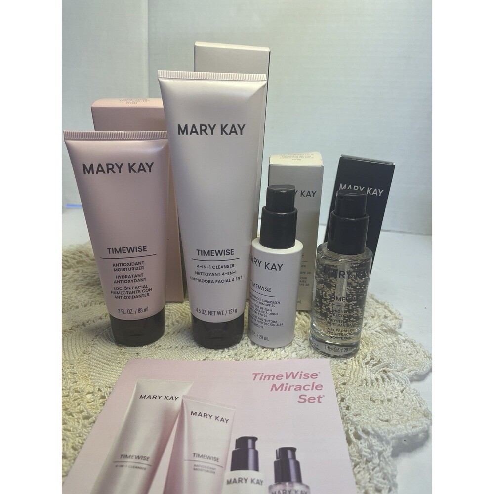Mary Kay Timewise Miracle 4 Pc Cleanser Moisturizer Daytime Nighttime Normal Dry